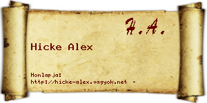 Hicke Alex névjegykártya